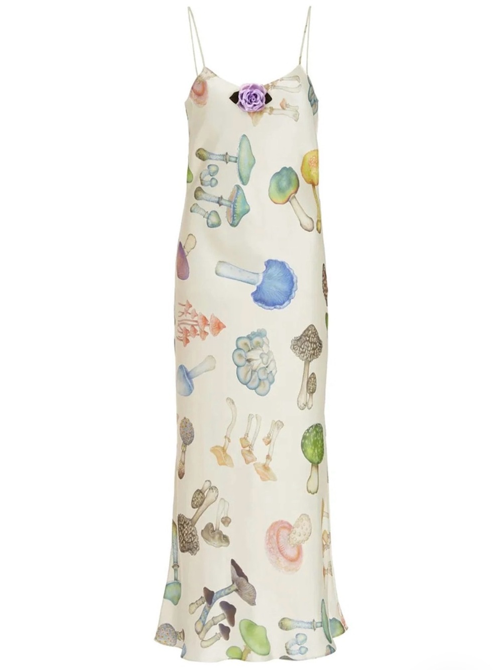 Rodarte Cream Mushroom Print Maxi Slip Dress